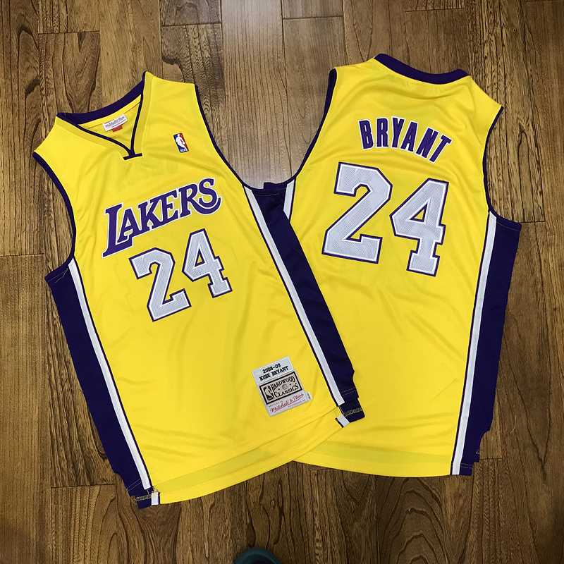 Men Los Angeles Lakers 24 Bryant yellow NBA Jersey Print